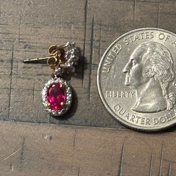 Ruby and Diamond Earrings made with 925 Sterling Silver. #179 - Picture 8 of 8